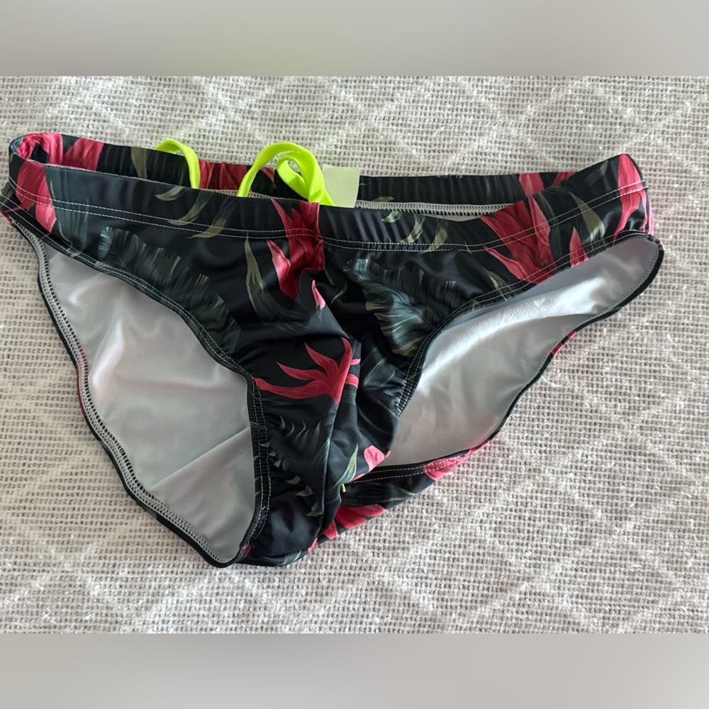 Floral Bikini Swim Bottoms with Neon Accents